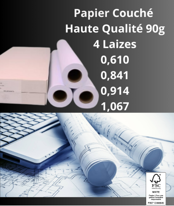 Papier Couché Haute Qualité FSC 90gr 45m - IJM113