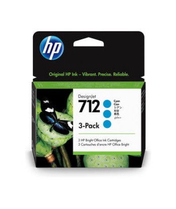 HP 712 cartouche d'encre Cyan original Pack de 3 HP Designjet